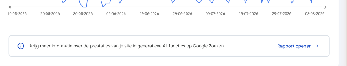 De balk Rapport openen onder de prestatiegrafiek in Google Search Console